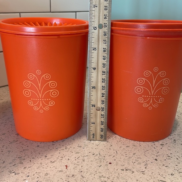 **SOLD**Vintage Tupperware Set of 4 Orange Canisters - Picture 7 of 10